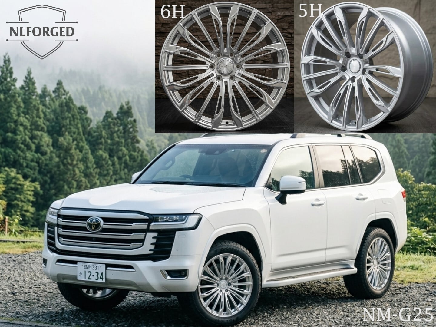 24インチ 6穴 モノブロック 鍛造ホイール 4本セット シルバー NM-G25