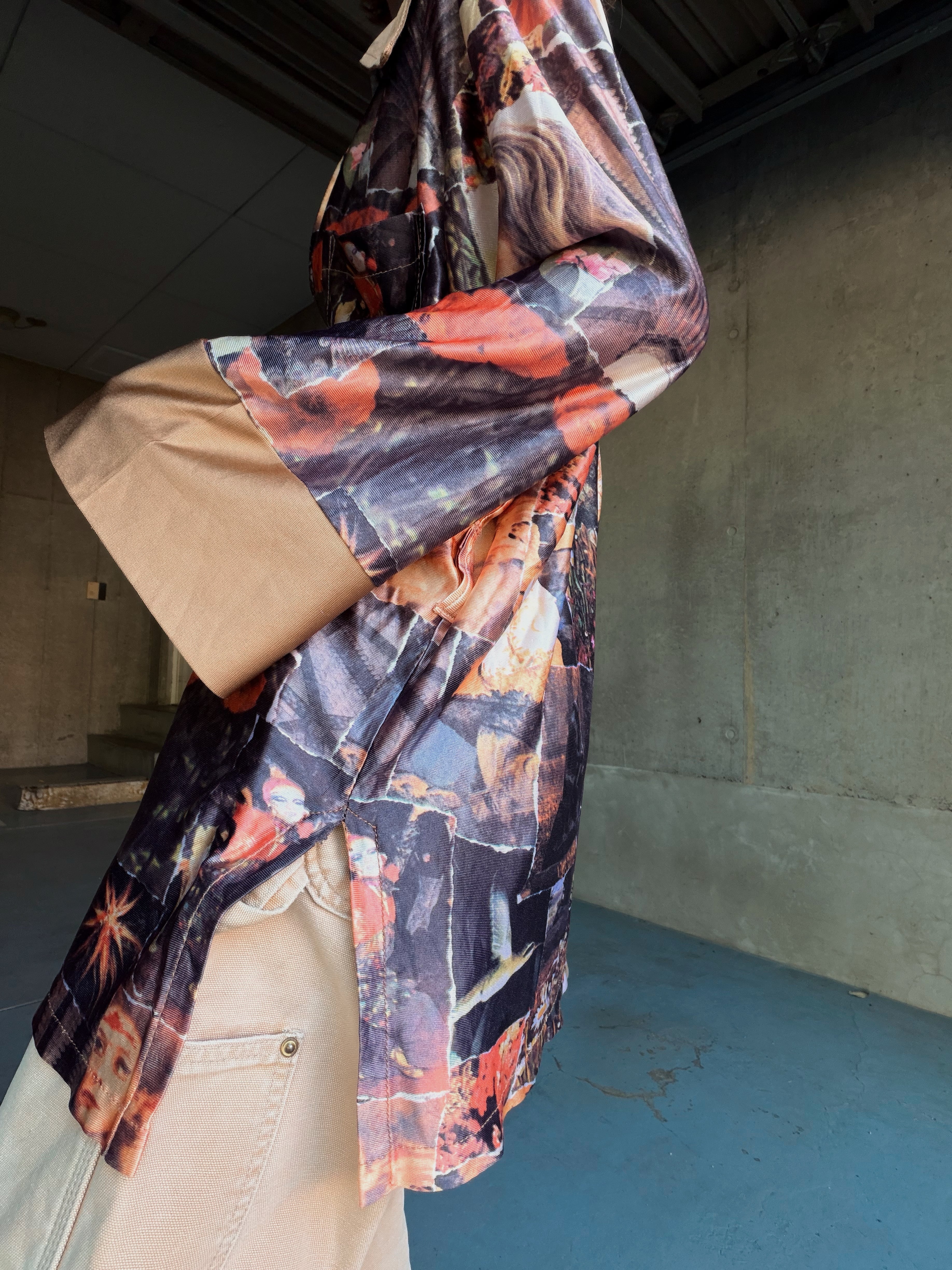 (SH1285)All-over pattern skipper shirt made in CANADA