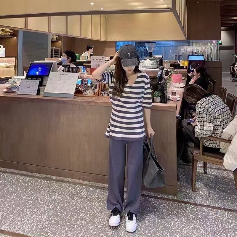 ウエストリボンつき　ボーダーチュニック　AJ12541-526