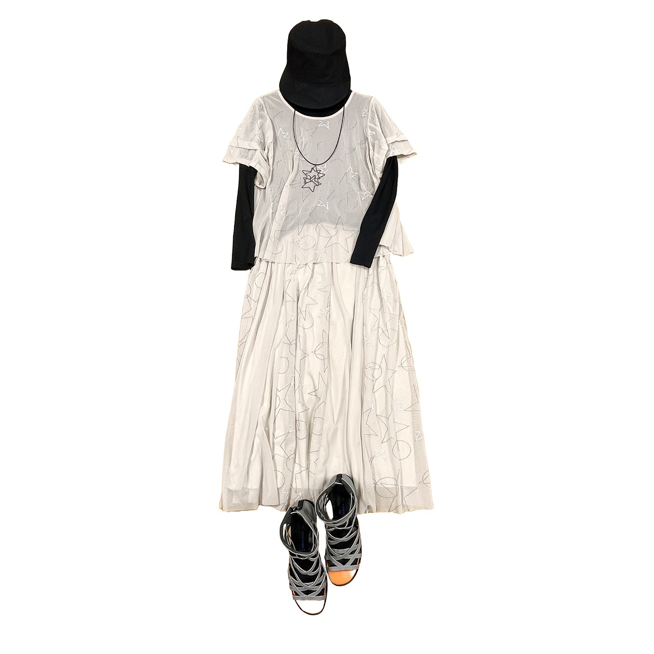 【各ラスト1点】サモーラチュール　メタルペーストプリントレイヤードプルオーバー【250-3226】