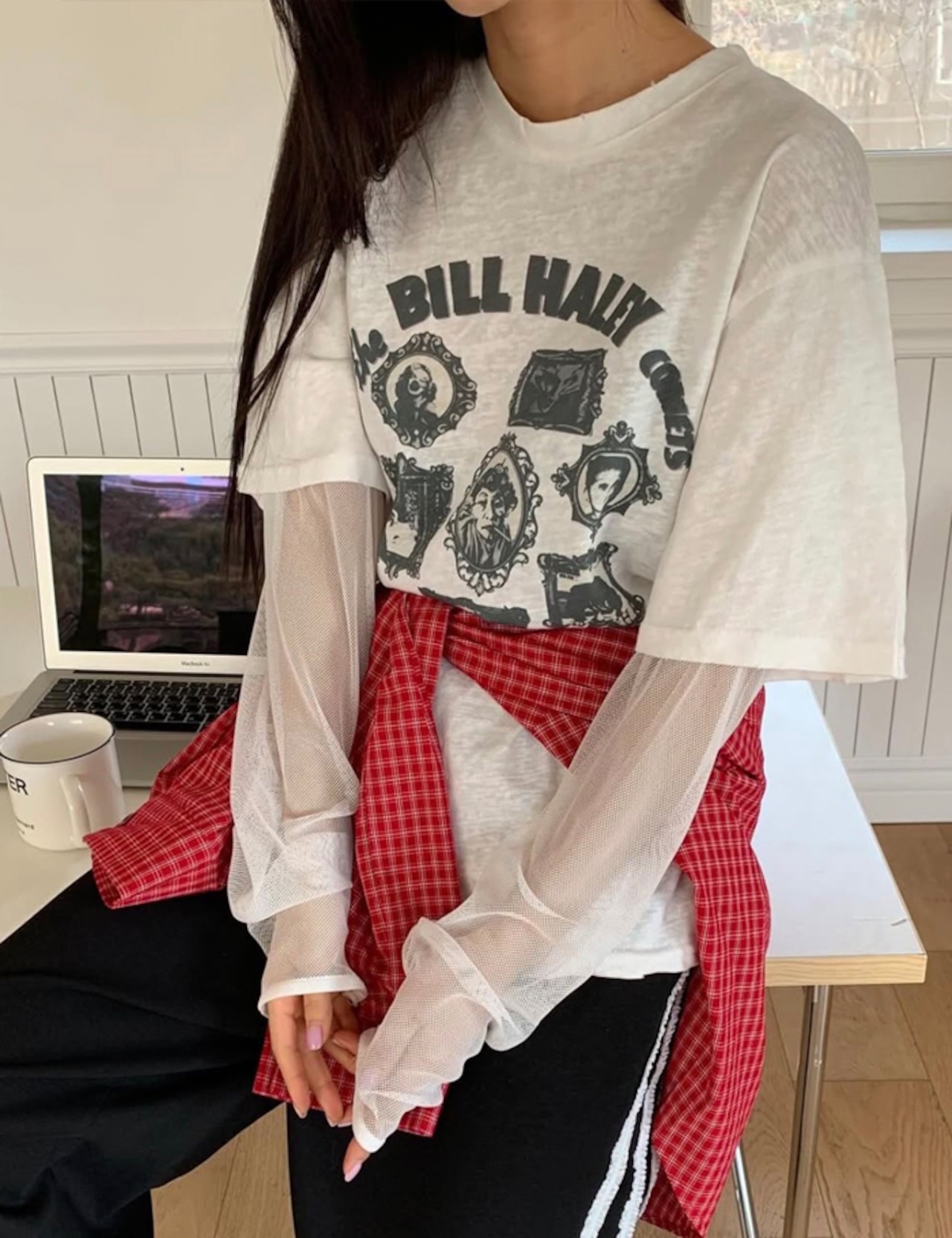 【新作5%OFF・3日間】Mesh See-through Layered Tops_3colors