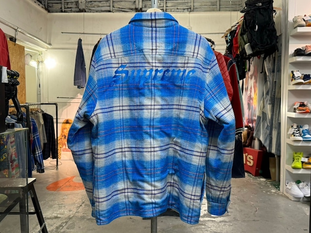 Supreme LINED FLANNEL SNAP SHIRT BLUE LARGE 68643