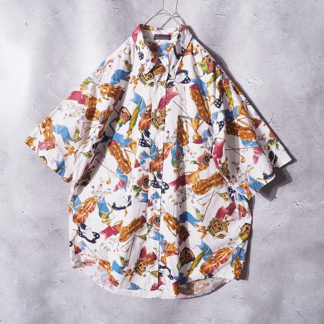 1990s " Made in USA " Beautiful Luxury pattern vintage loose Button down shirt