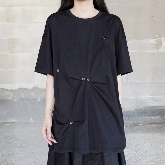 Half zip draped top C1514