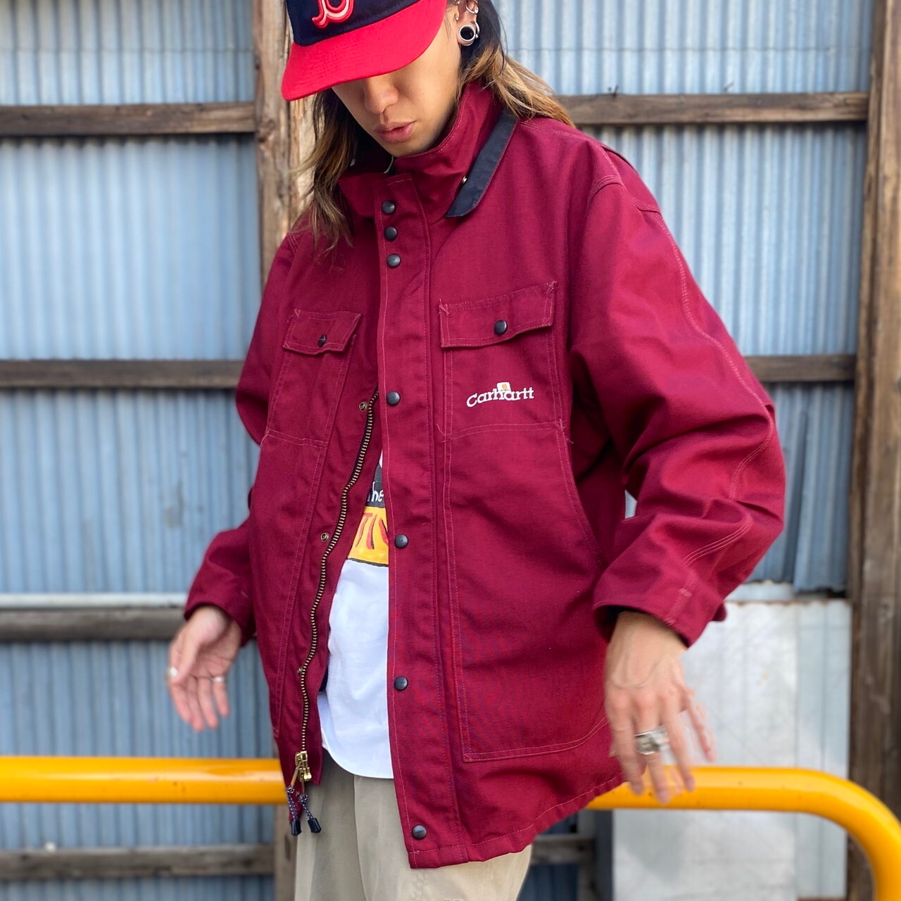 USA製 Carhartt カーハート ナイロン ワークジャケット ネーム刺繍  