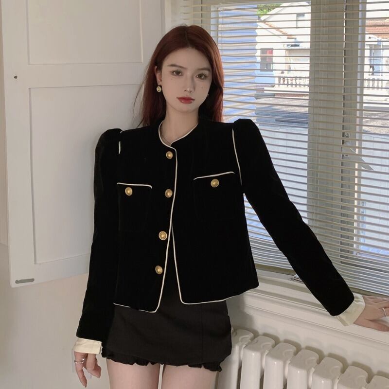 オータムラウンドネックジャケット スタンダードスタイルショート レトロ 秋物 Oネック YY-ファッション9561288870