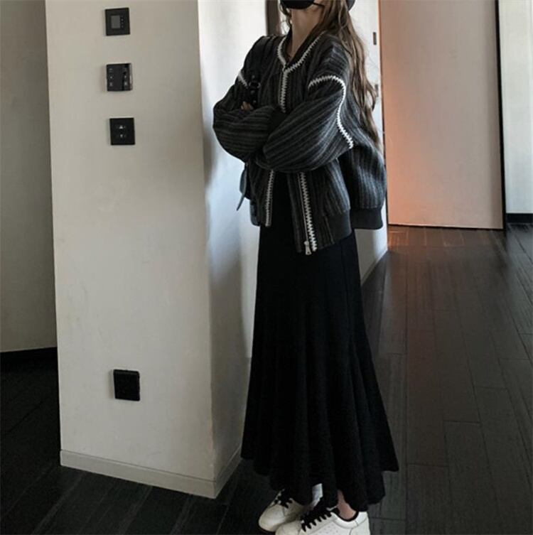 フィッシュテール ワンステップ ハイウエスト ロングスカート フィッシュテールスカート sweet系 ロングスカート ワンピース