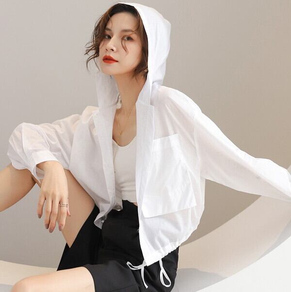 新作 21 秋新作 秋服 レディース シャツ レディース 長袖シャツ アウター 夏レディース シャツアウター シャツジャケット リネン シャツ レディース パーカー 薄手 パーカー 春夏 レディース 長袖パーカー フーディ ショート丈 パーカー ゆったり 体型カバー 白