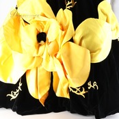 パーティドレス ワンピース ドレス ブラック系 イエロー系 グレイス GRACE 黒 黄色 オレンジ ベロア 発表会 演奏会 ボリューム 花 フラワー パーティー おしゃれ 豪華 レディース 華やか