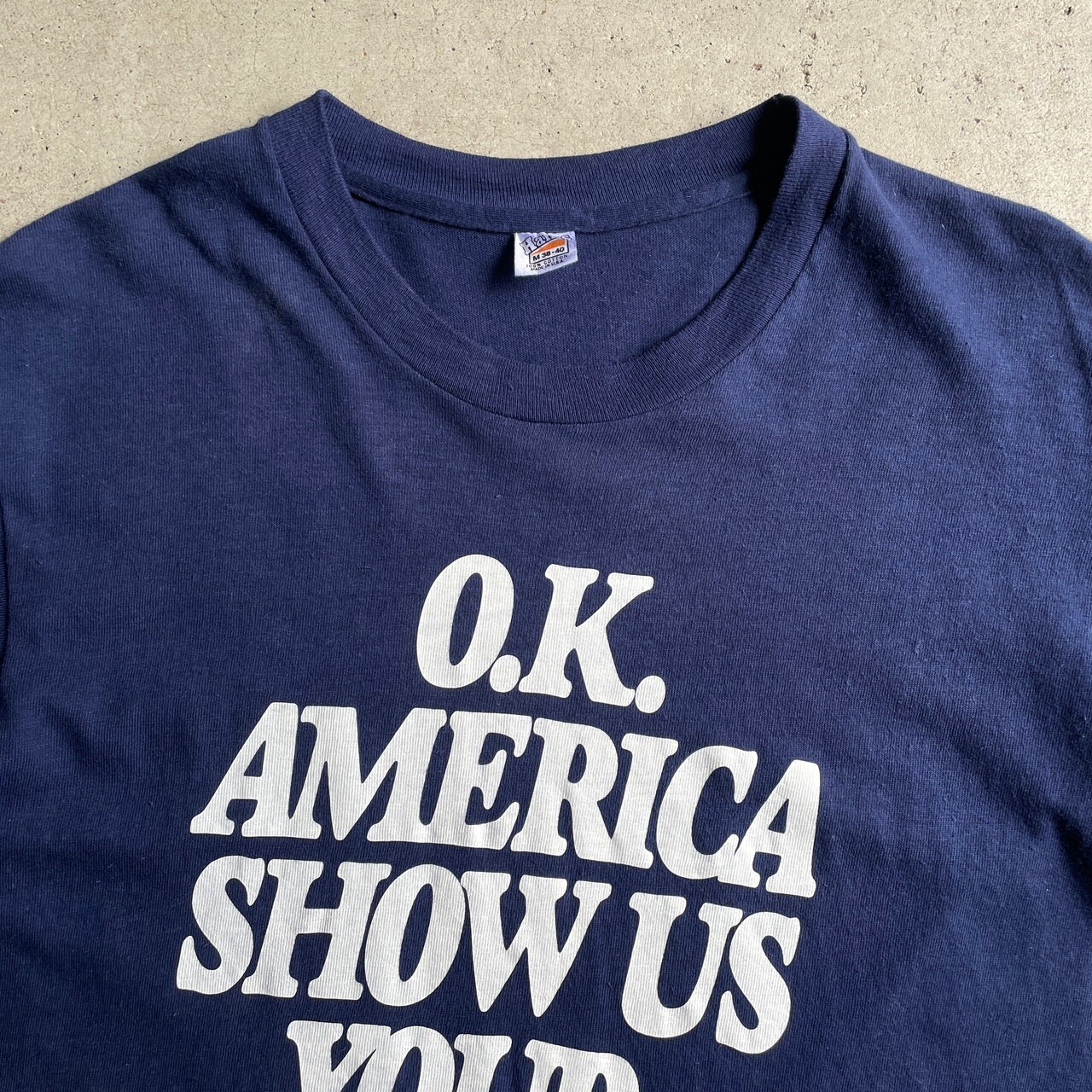 USA製 70年代 Hanes ヘインズ メッセージプリントTシャツ メンズM 古着 