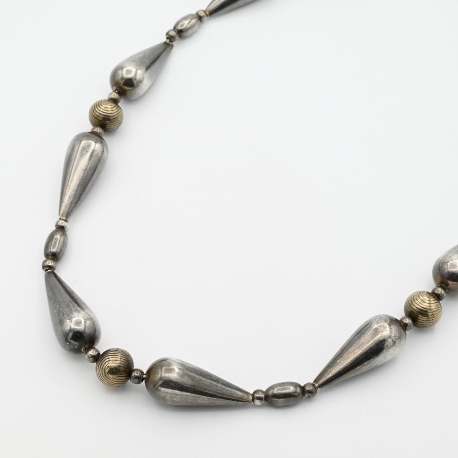 Modern Art Oxidized Silver Beads Link Necklace / Italy