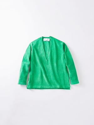 Organic cotton mole Deep v-neck sweater(Green)