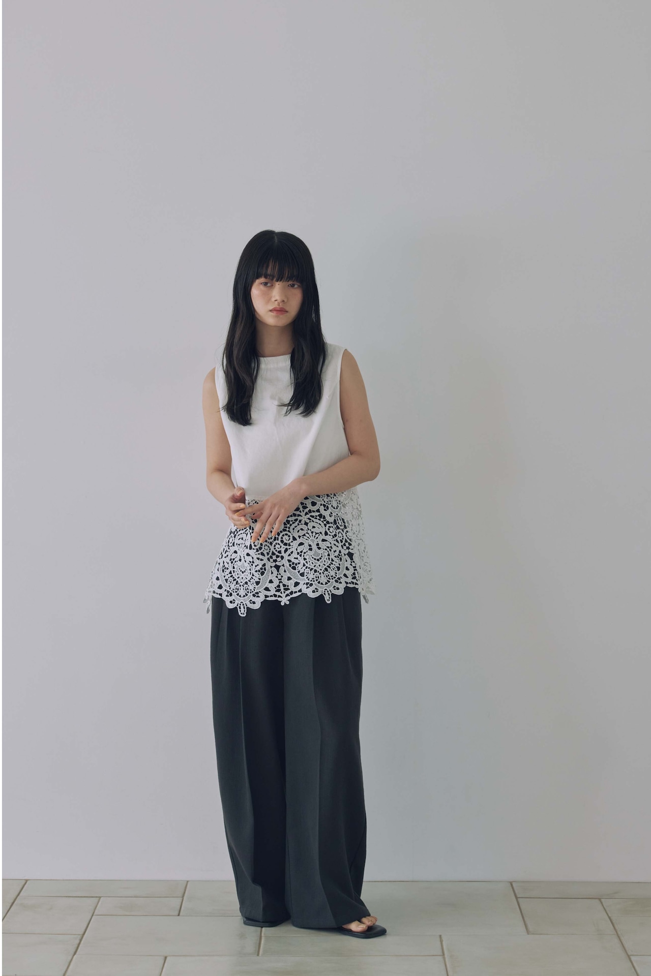 DU260515 Cut Off Tuck pants 【set up可】【T sizeあり】