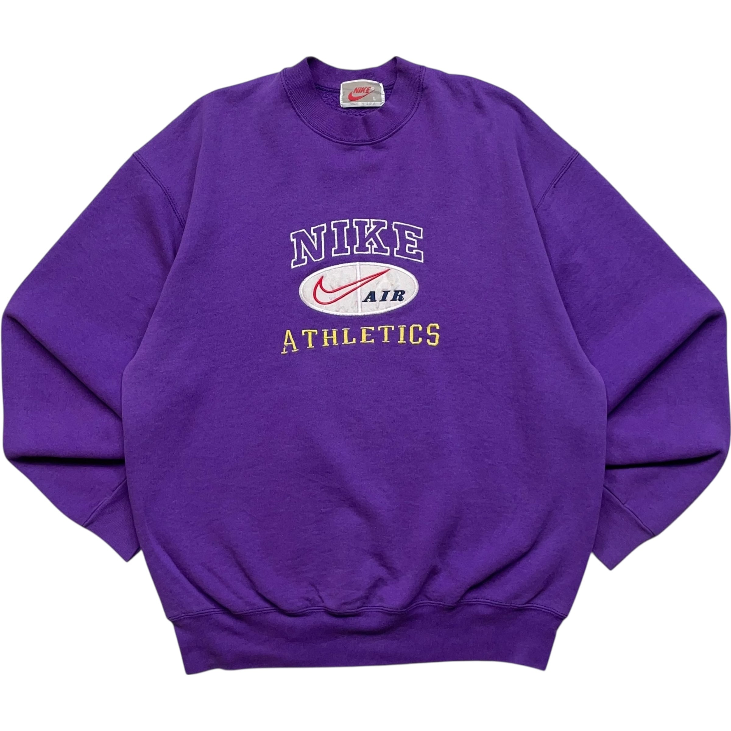 《L》 NIKE ナイキ スウェット 刺繍ロゴ パープル ブートレグ USA製 90年代 vintage no.8998