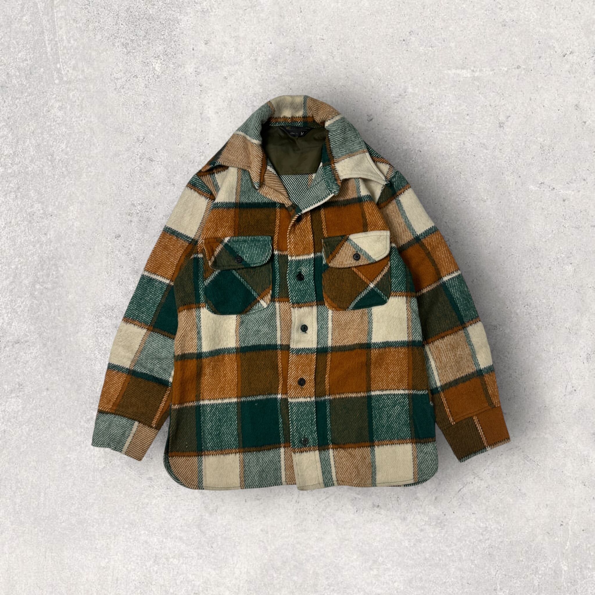 "70's J.C.Penney" CPO wool check shirt