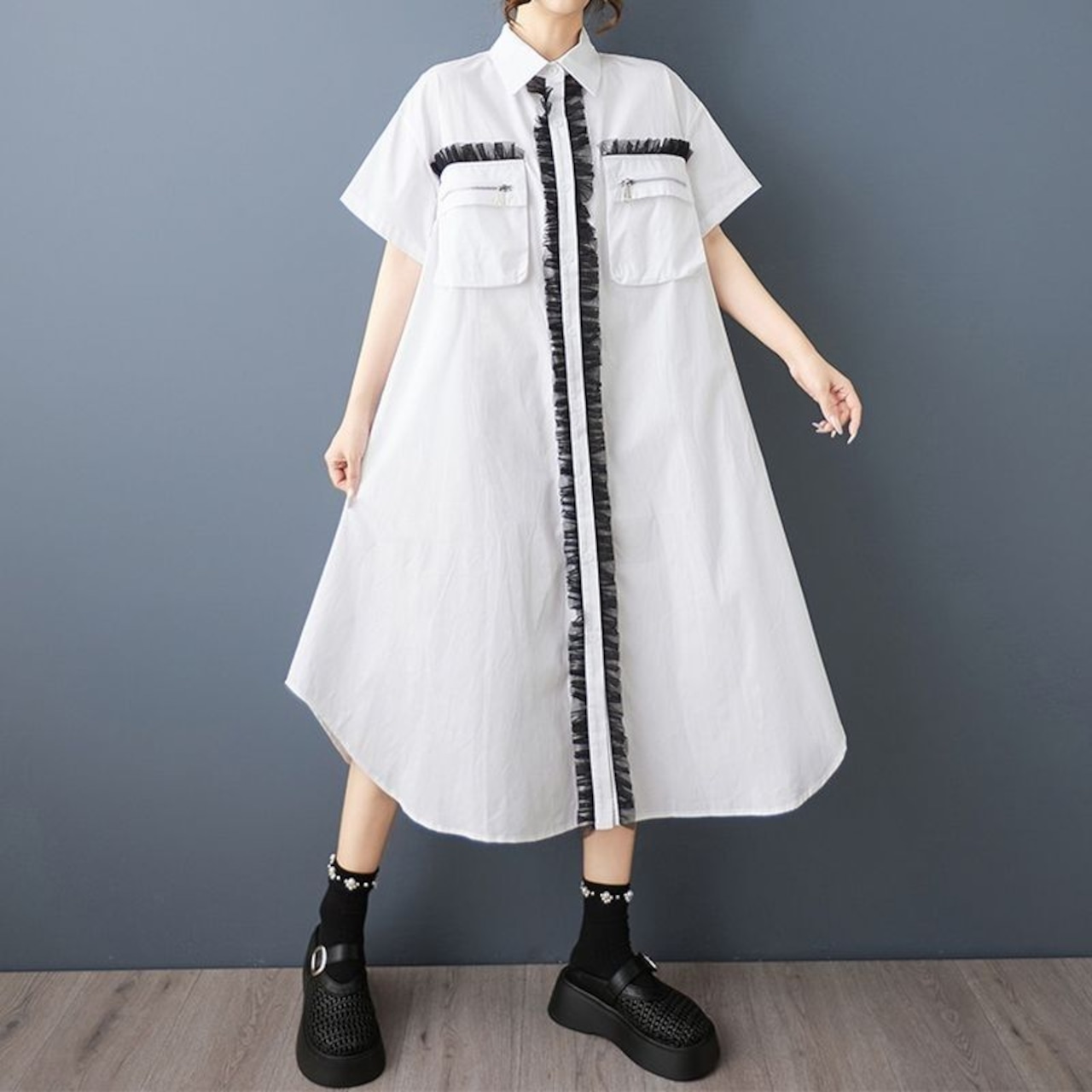 フリル シャツワンピース 30207