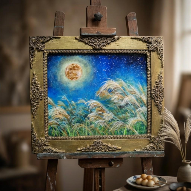 金運・開運アート】油絵 絵画【夏雲と富士を望むひまわりの丘