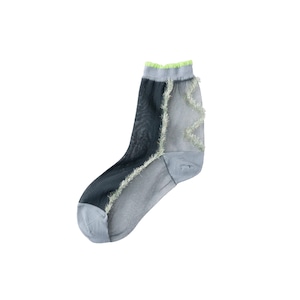 Tricote (トリコテ) See Through Dia Line Socks [Charcoal / Beige]