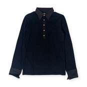 Katharine Hamnett キャサリン ハムネット 天竺 長袖 ポロシャツ M/ブラック メンズ