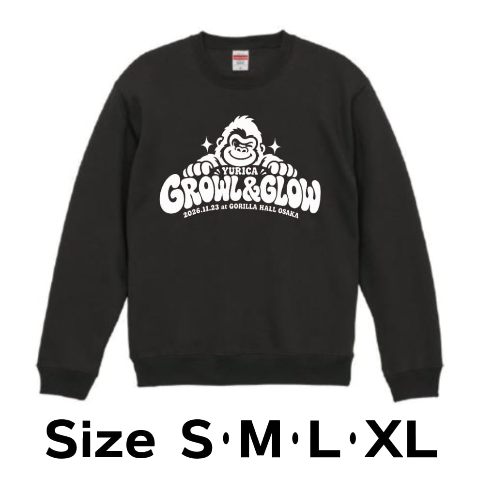 受注限定】GROWL＆GLOW裏起毛パーカー 黒 S/M/L/XL | YURICA Goods Shop