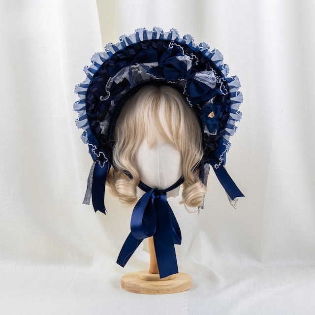 クラロリ｜ネイビーボンネット｜物語フリルの主役帽子｜お茶会・撮影｜SEASONZ
