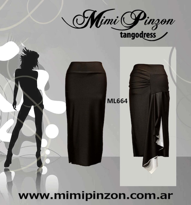 VESTIDO DE MIMI PINZON ミロンガ用　白×黒ストレッチスカート Lサイズ