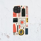 受注生産 iPhoneケース 太陽と記号のレトロ紙ものコラージュ｜シンボルモチーフ ZINE018D