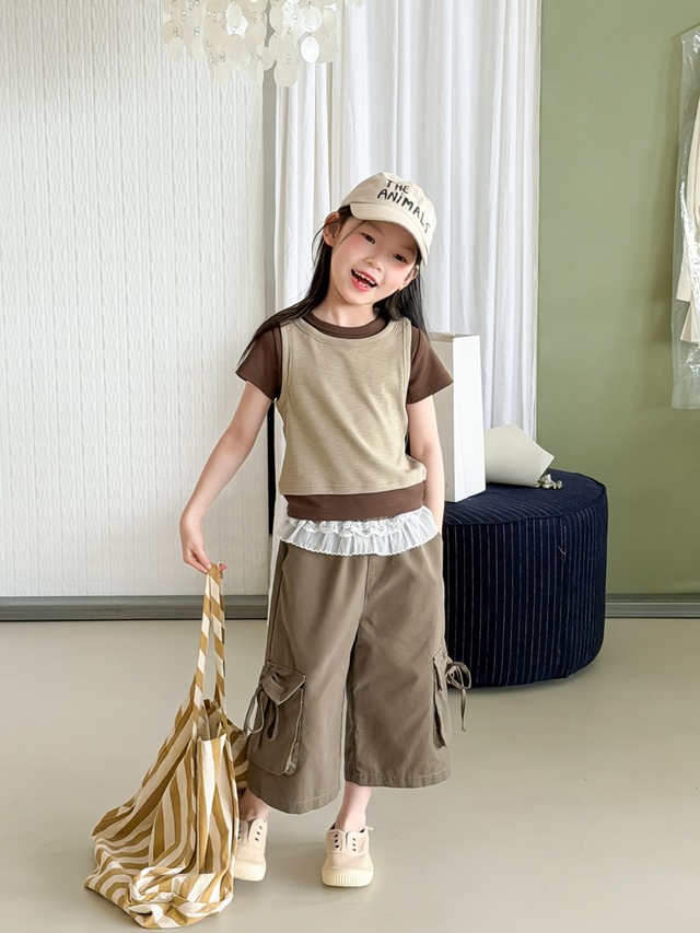【KID】バイカラー重ね着風レイヤード半袖Tシャツ - 19