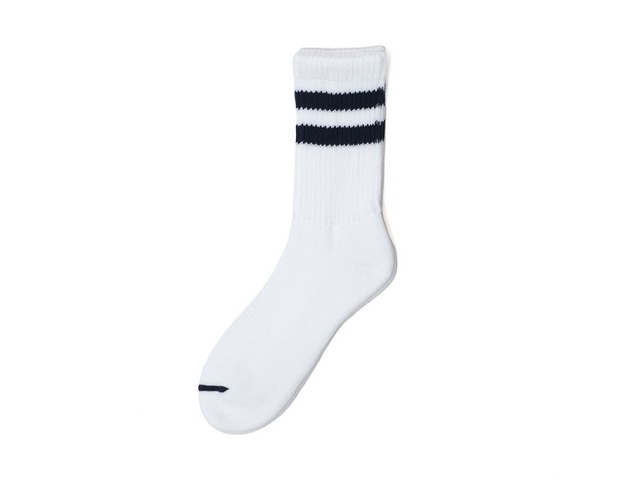 日本製・COMFY SOCKS LINE LOW CREW (WHITE/NAVY)