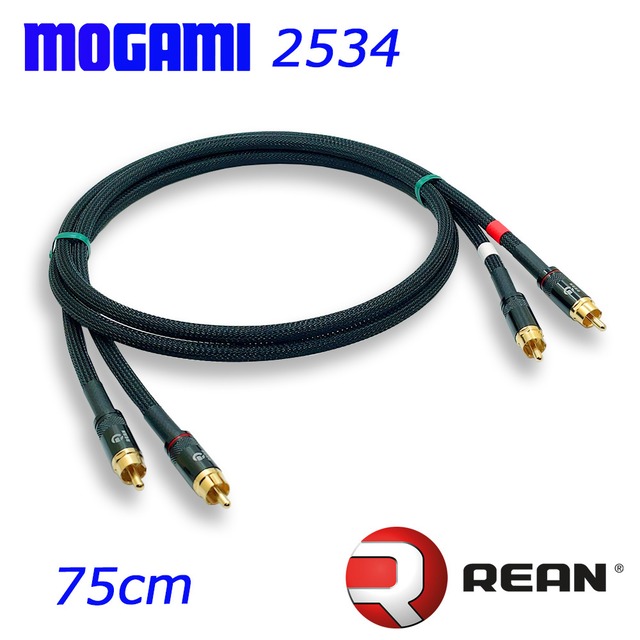MOGAMI 2534 RCAオーディオラインケーブル 2本セット  |  編組チューブ  | REAN (NEUTRIK) NYS366BG採用 | 4芯OFC無酸素銅 |Kester44ハンダ結線【最高の音質と信頼性】75cm