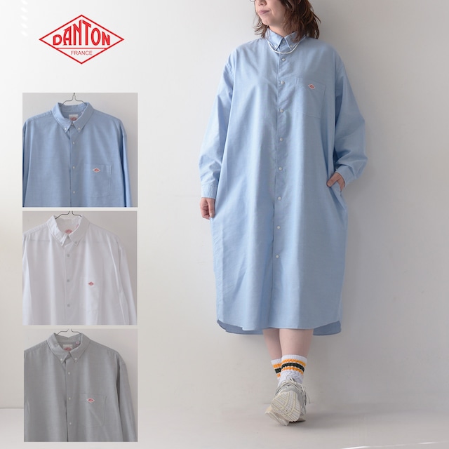 DANTON [ダントン] W COOLMAX OXFORD B.D SHIRT DRESS-SOLID- [DT-G0049CMX-S] クールマックスボタンダウンシャツドレス・シャツドレス・シャツワンピース・無地・LADY'S [2024SS]