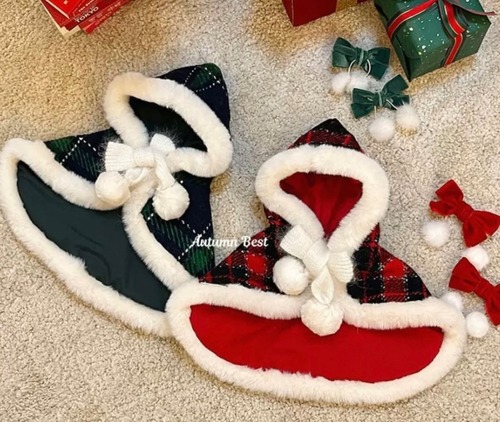 《予約》AB0013  Merry Tartan Reversible Pet Cloak