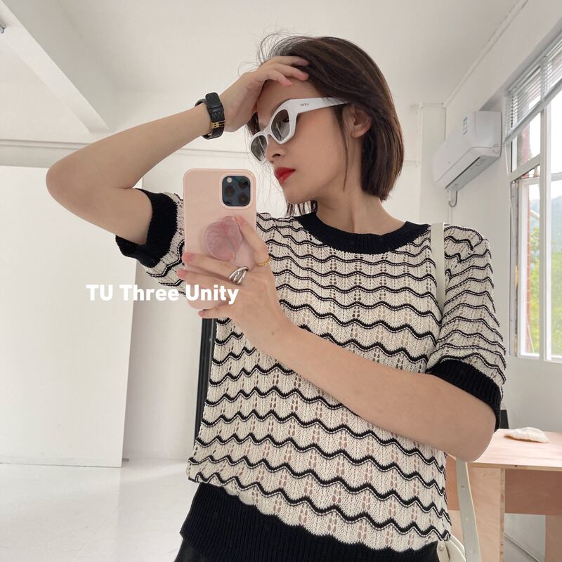 カラーラウンドネックセーター ルーズトップス レディース Oネック ビッグFスモールZ韓国63928048849