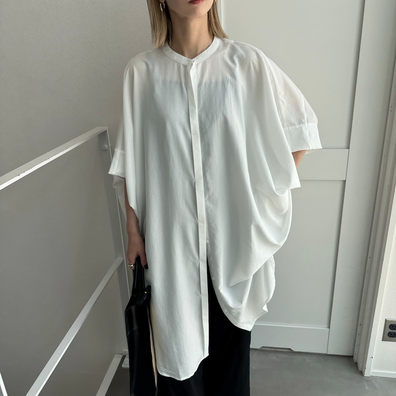 ハーフスリーブドルマンロング丈SH/ホワイト