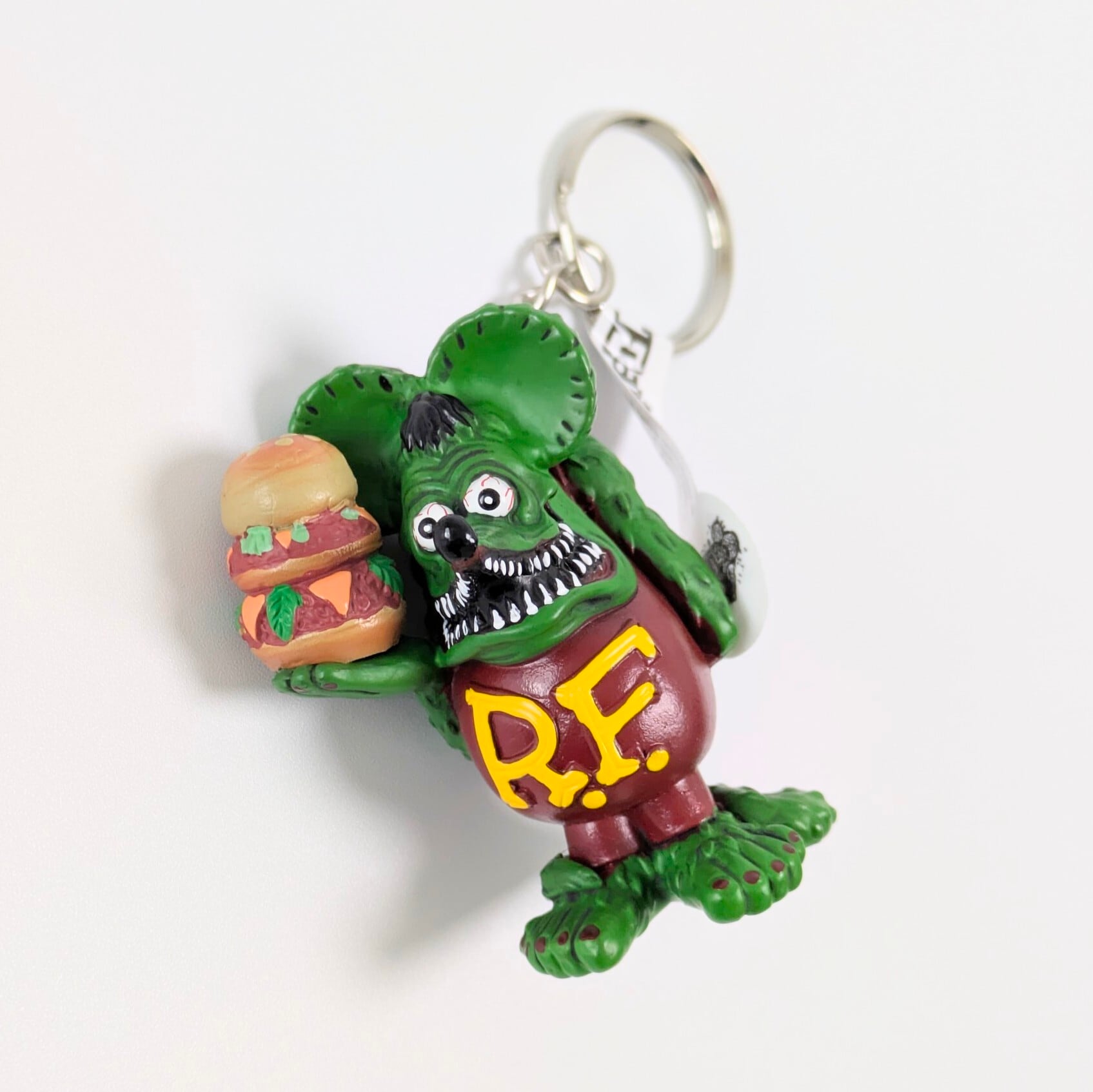 【 RAT FINK（ ラットフィンク ）】RATFINK with ハンバーガー PVCフィギュアキーホルダー 〚アメリカン雑貨 アメトイ〛