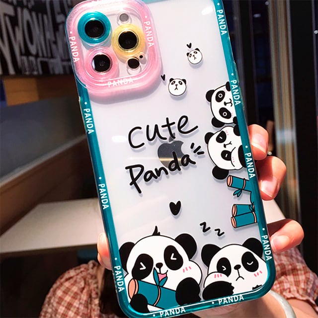 パンダ PANDA グリーン 手触りいい シリコン スマホケース iPhone