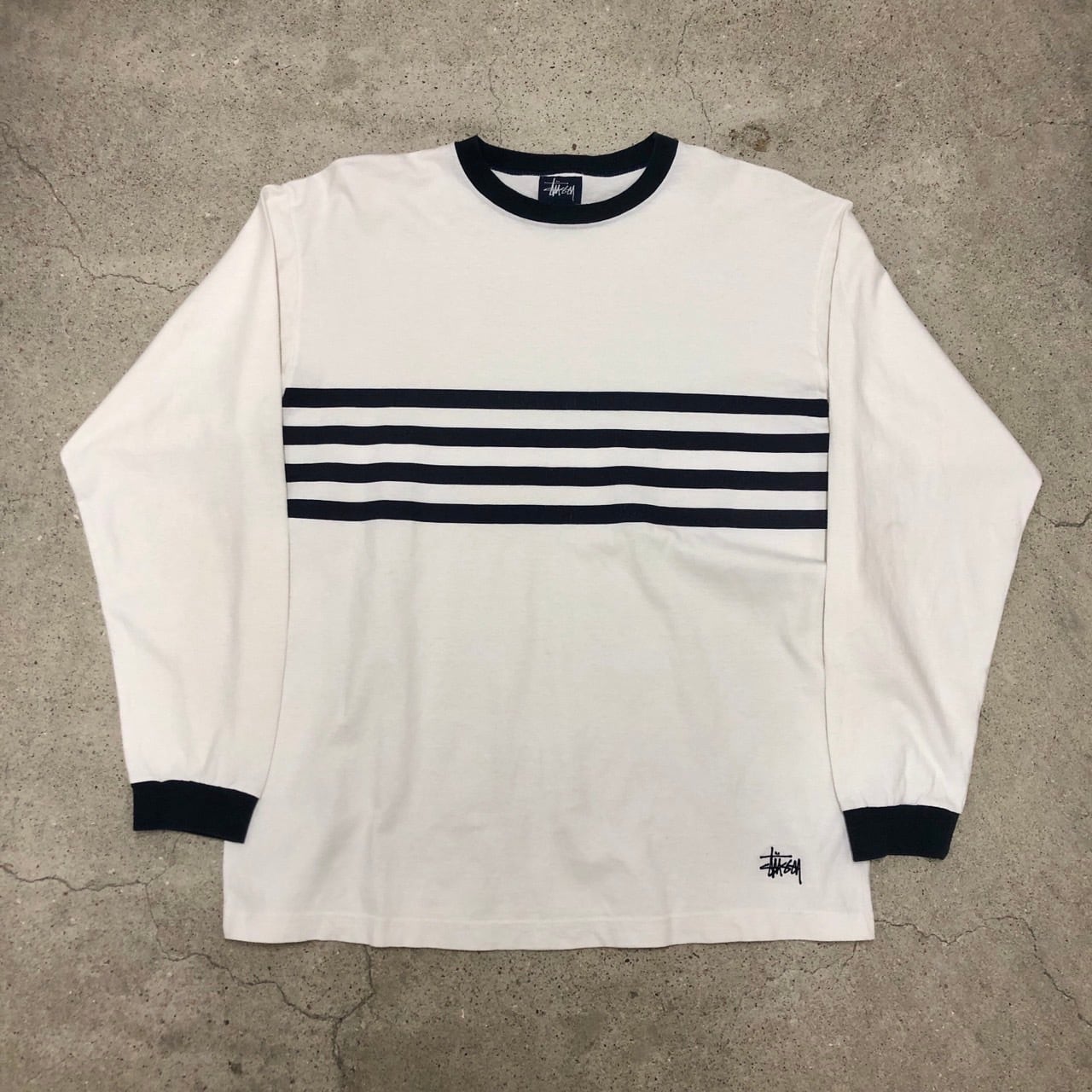 STUSSY ボーダー ロンt 90～00s OLD STUSSY/Border L/S Tee/USA製/紺タグ/