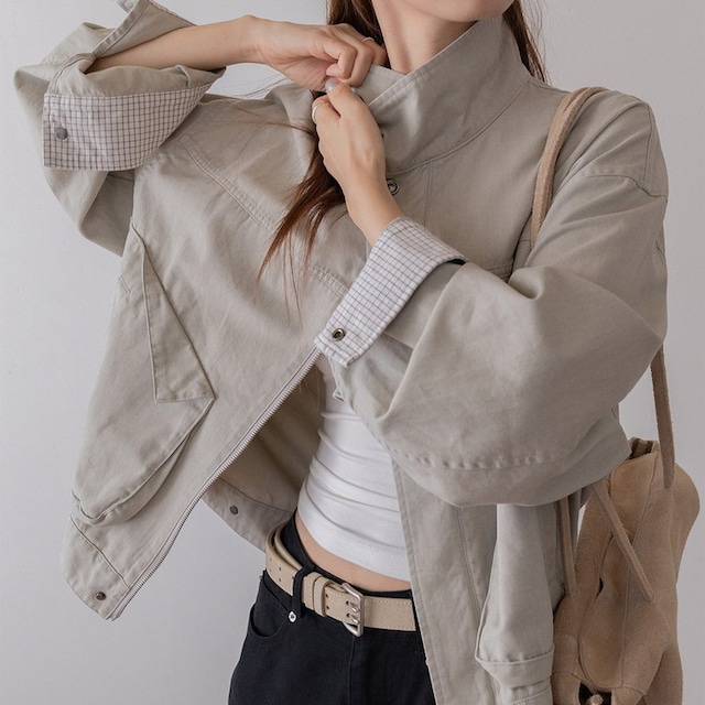 ウォッシュドコットンジップワークブルゾン 2color [am03710]