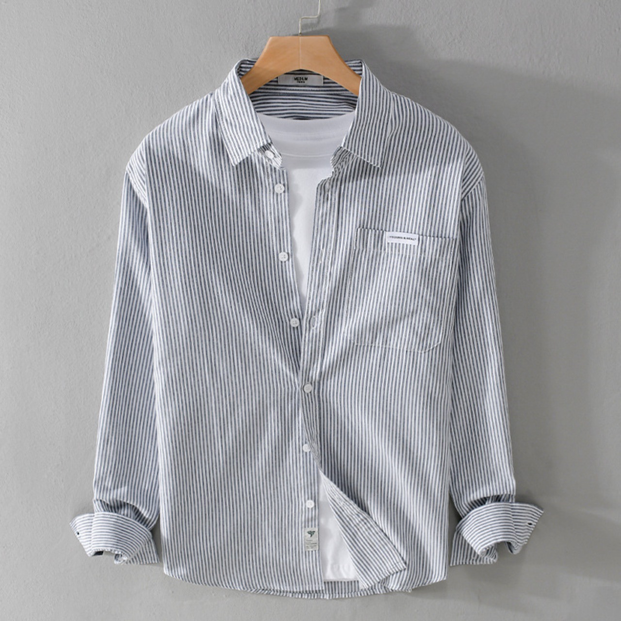 【M-3XL】Classic Stripe Long Sleeve Shirt / クラシックストライプ 長袖シャツ