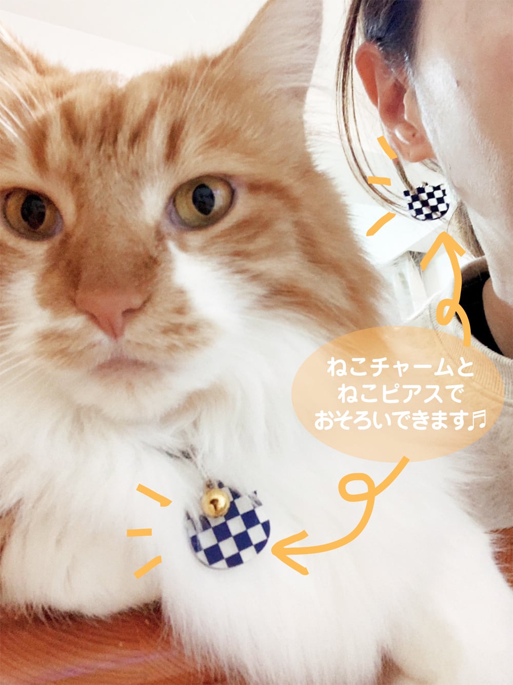 猫ちゃんとお揃いできる！ねこチャーム＆ねこピアスセット　全8種