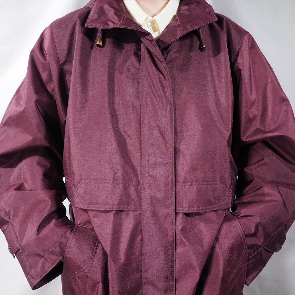 Dull Shining Bordeaux color Deformation Design long coat(made in Belarus)
