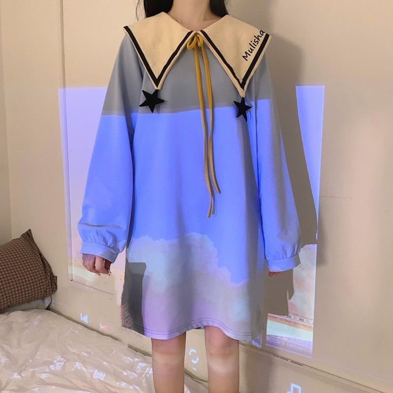 ネイビーカラースプリングオータム ロング 大人ガーリー スウィート キュート カジュアル 春物 秋物 萌量不足60060659083