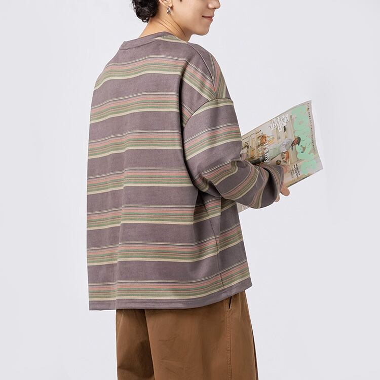 ★COLOR CONTRAST STRIPED ROUND NECK T(unisex)　　　A0791