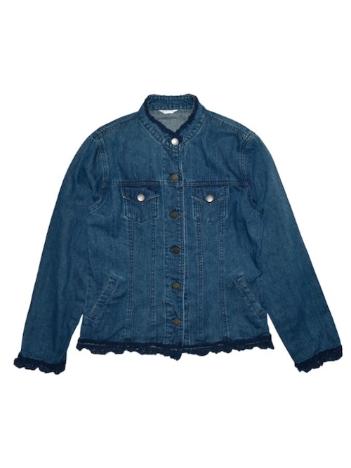 DoReMi Unique Series – Denim Stand Collar Ruffle Jacket