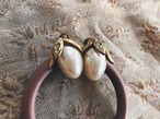 Vintage gold+pearl fruit motif earring