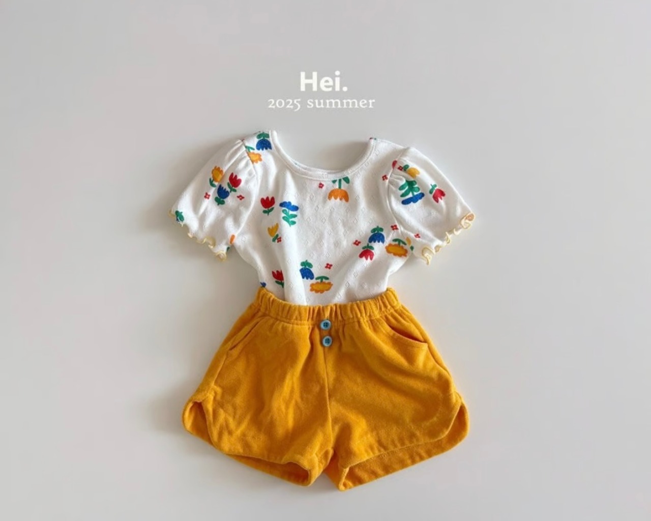 【Hei.】フラワープリントパフスリーブTシャツ  70~110cm - 9