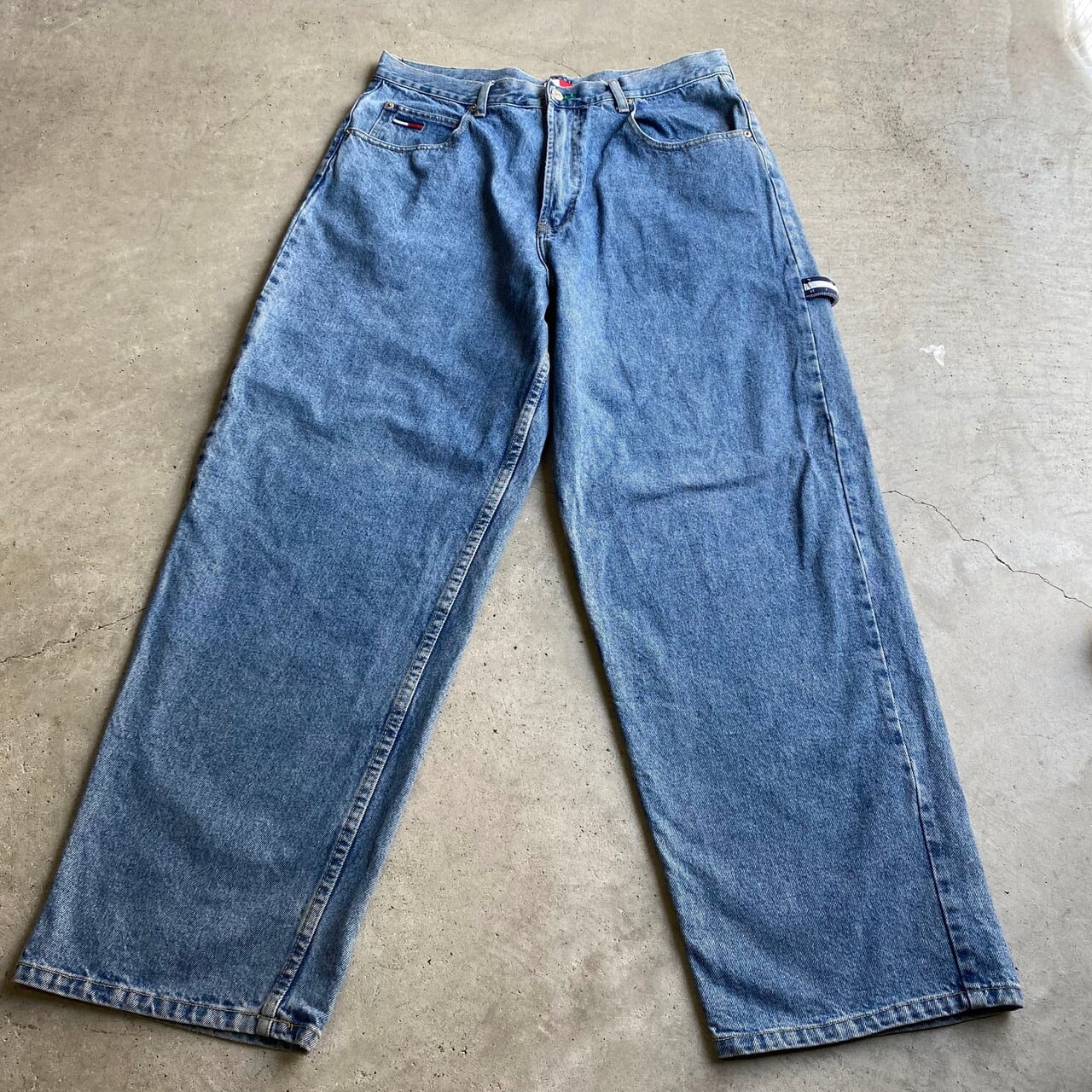 90年代 TOMMY HILFIGER トミーヒルフィガー ワイド バギー デニムペインターパンツ メンズw36 古着 90s TOMMY JEANS  トミージーンズ ヴィンテージ ビンテージ 【デニムパンツ】 | cave 古着屋【公式】古着通販サイト