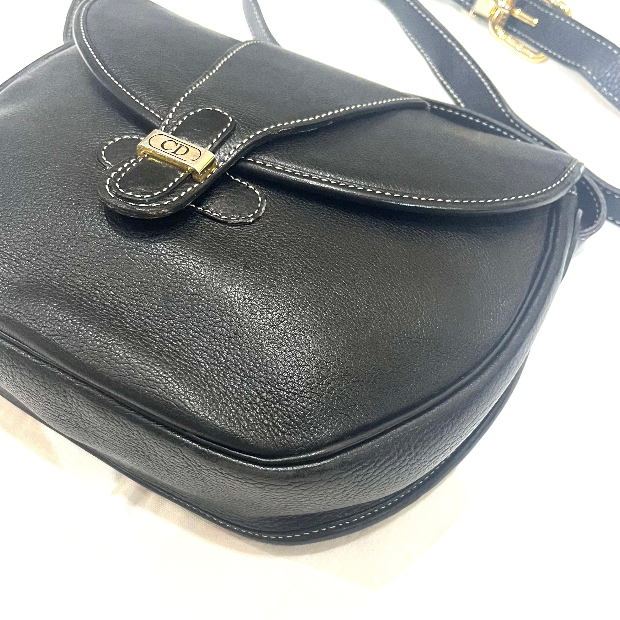 Christian Dior】2244 本革レザーショルダーバッグ ブラック