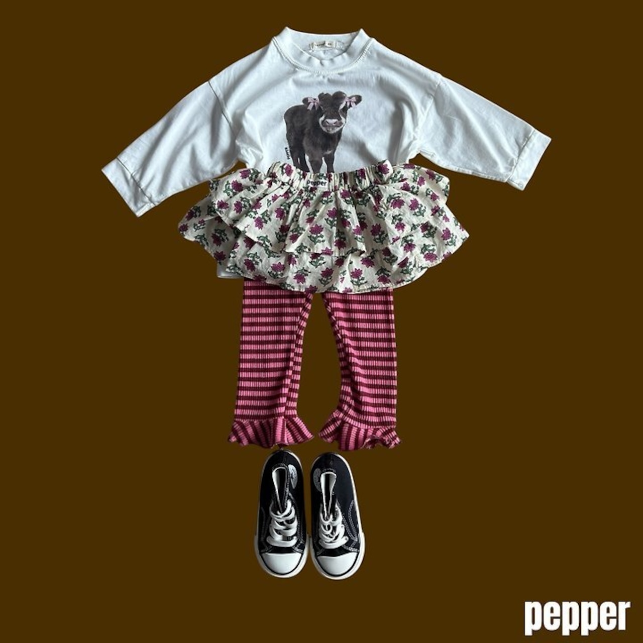 韓国子供服 / PEPPER / 26Autumn / ピッピフリルパンツ / 秋服 *XS~XL *
