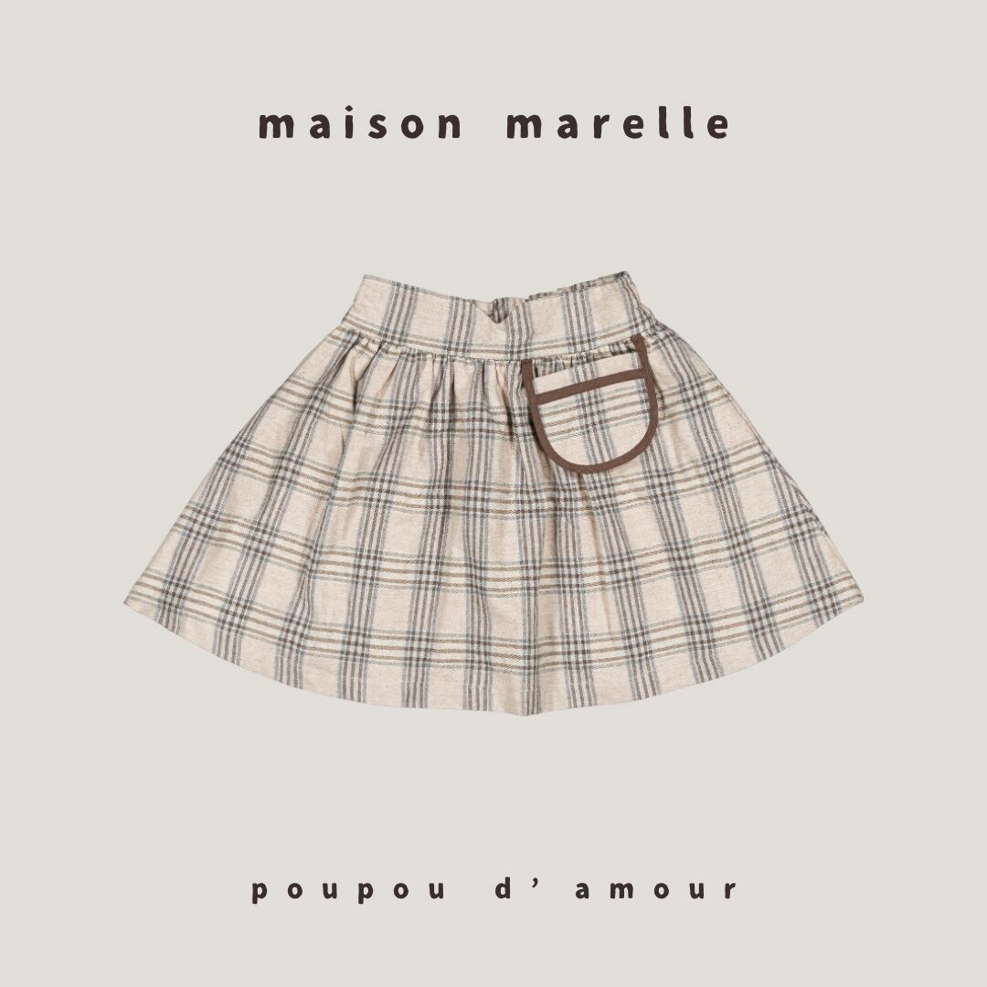 6Y〜12Y送料無料 【予約】maison marelle|Skirt TOURNON - tartan beige(11月上旬以降入荷予定)